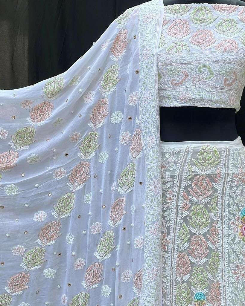 AvadhChikan Handcrafted Pure Georgette Lehenga avadhchikan.in