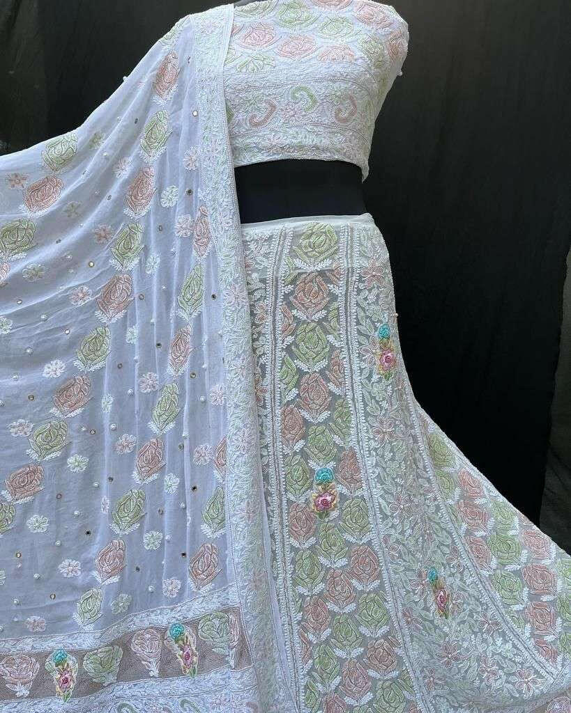 AvadhChikan Handcrafted Pure Georgette Lehenga avadhchikan.in