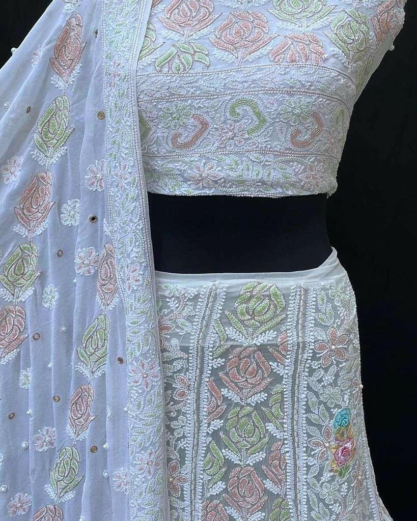 AvadhChikan Handcrafted Pure Georgette Lehenga avadhchikan.in