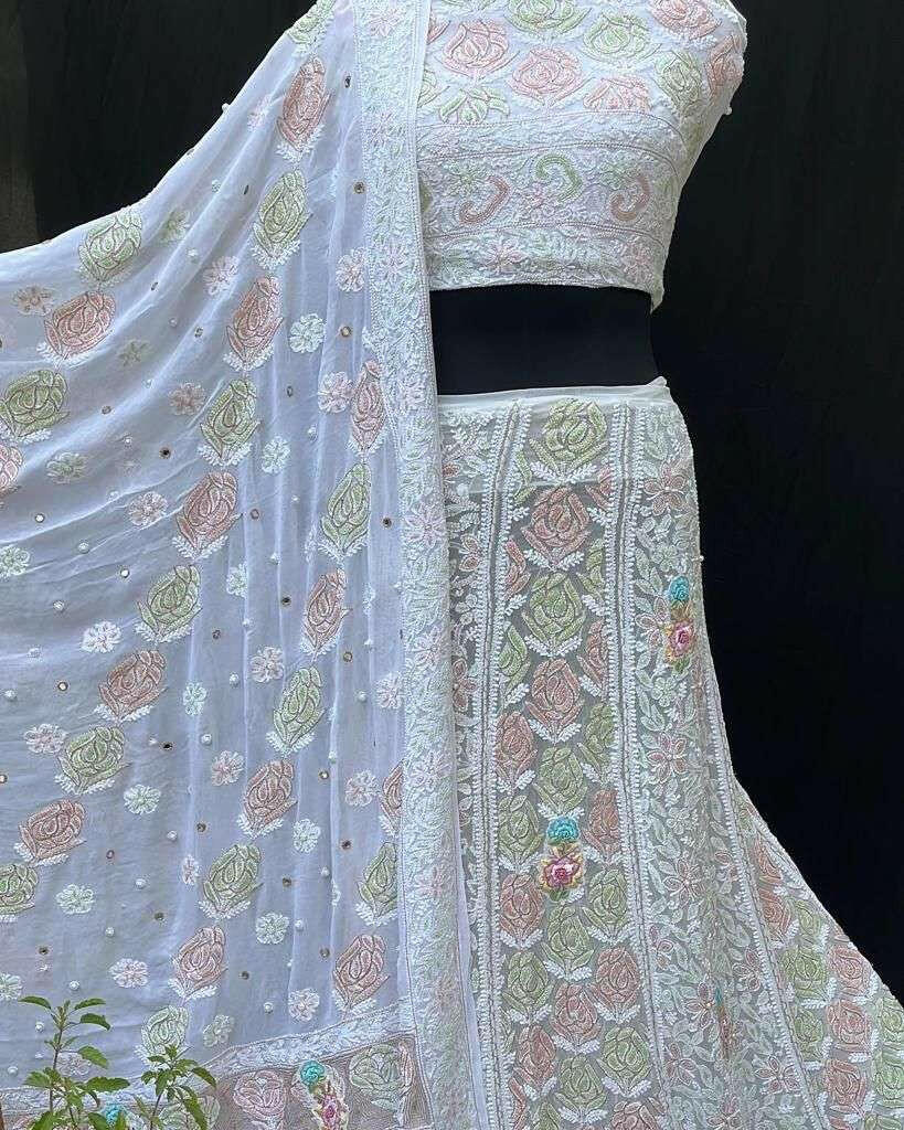 AvadhChikan Handcrafted Pure Georgette Lehenga avadhchikan.in