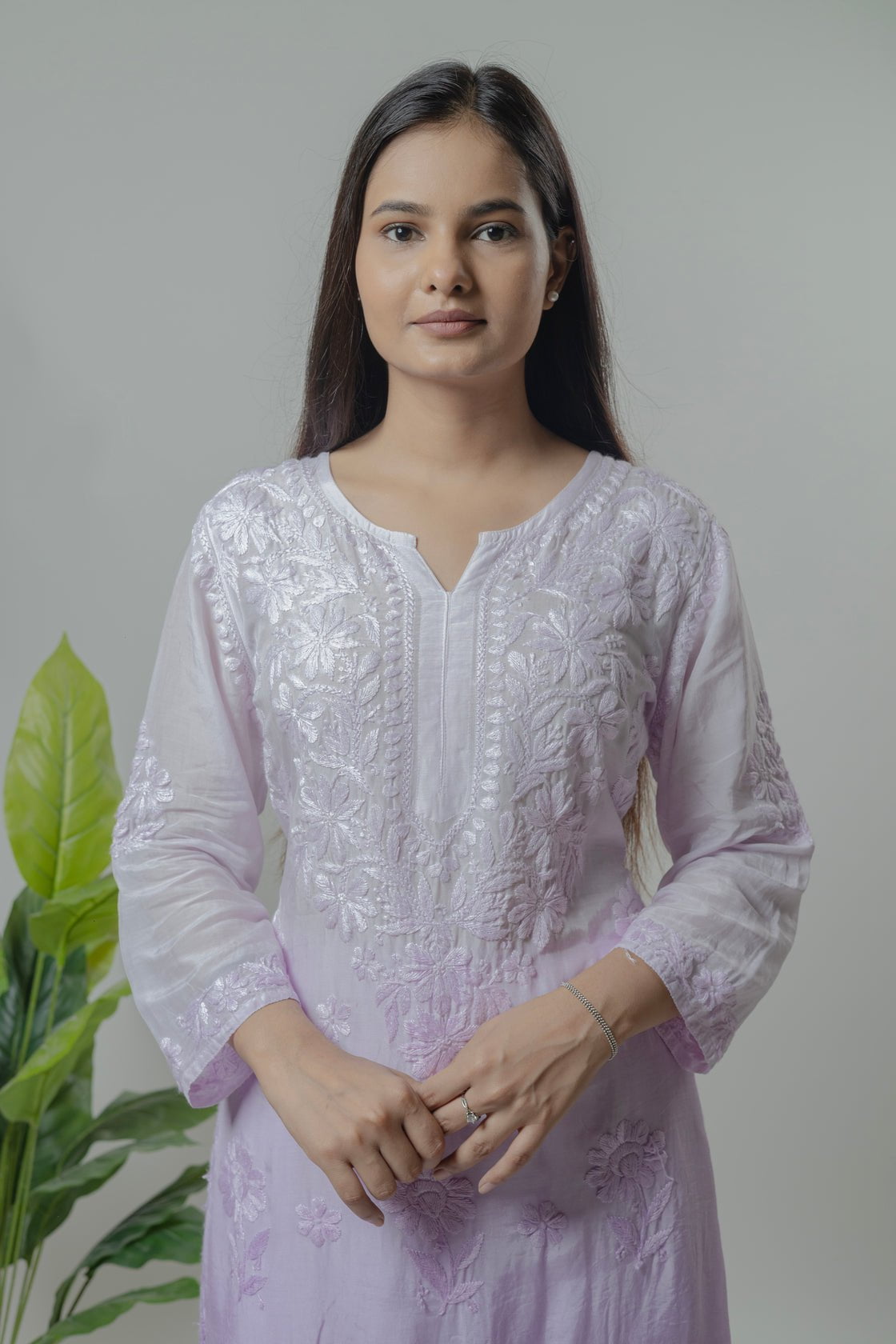 Chanderi Cotton Kurta Palazo set Avadh Chikan