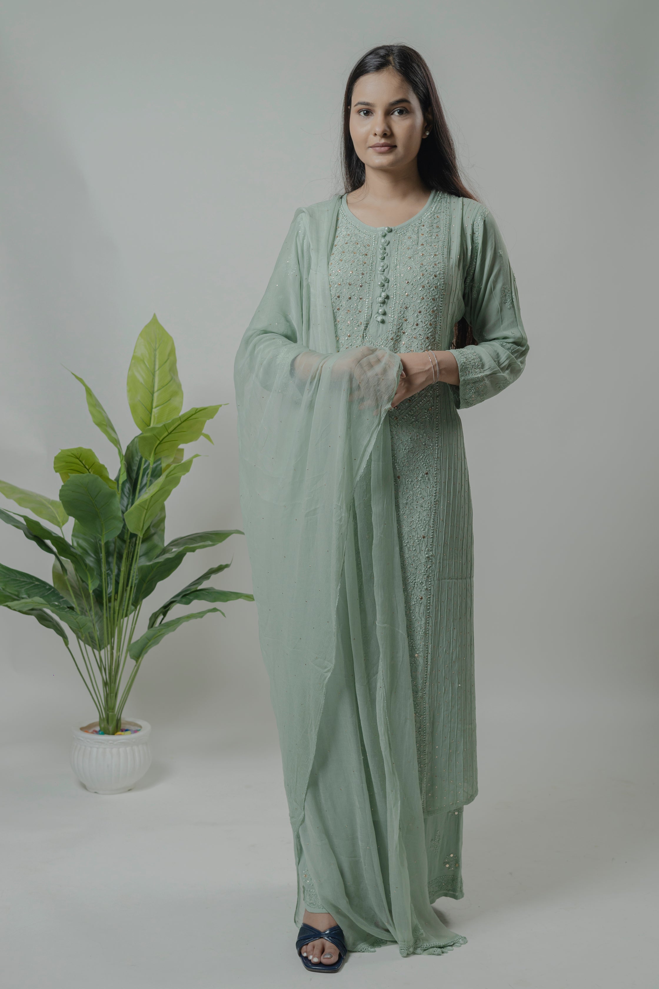 Georgette Suit Set Avadh Chikan