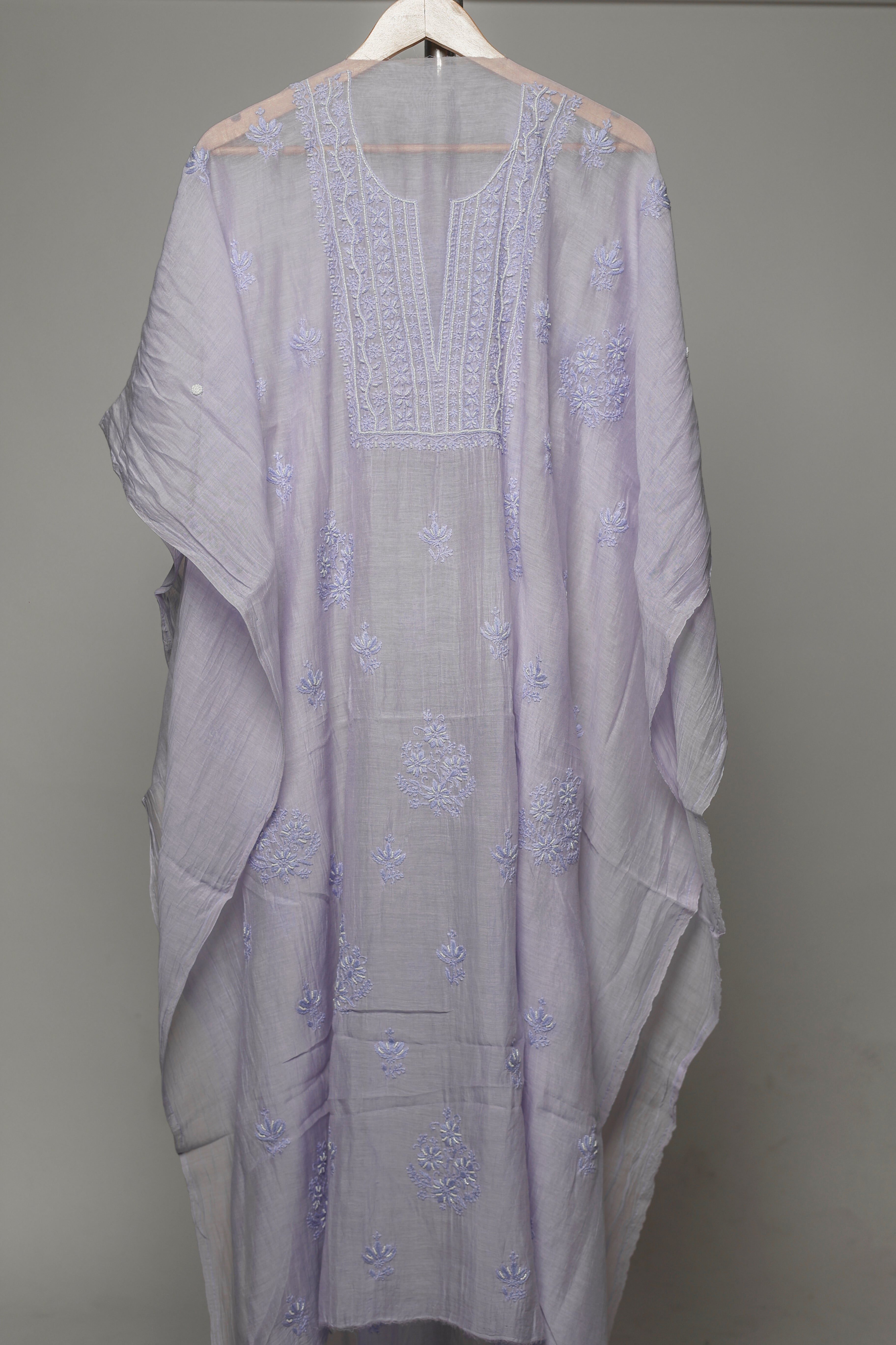 Mal Chanderi Semi Stiched Kurta Dupatta Set Avadh Chikan