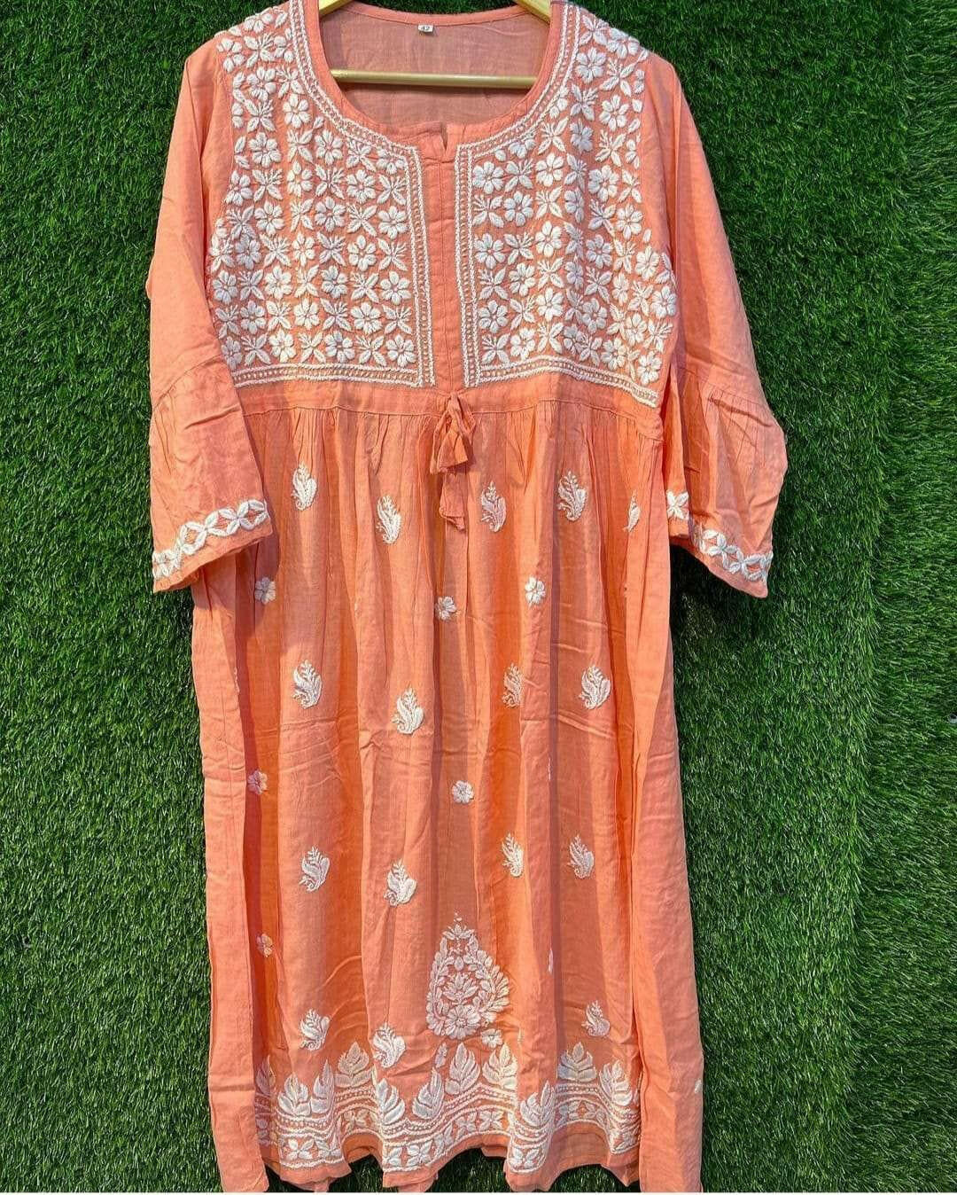 Modal Long Dress Avadh Chikan