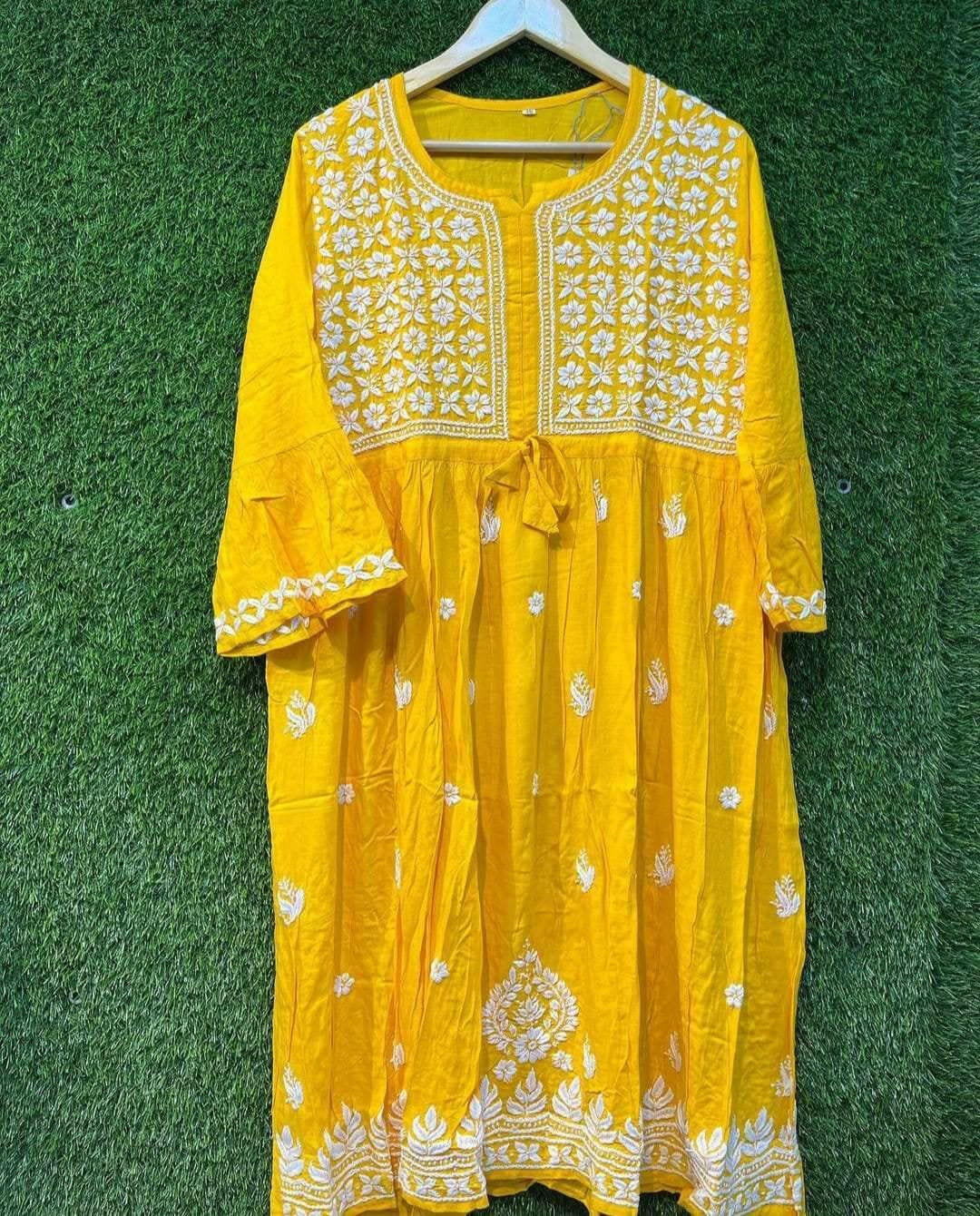 Modal Long Dress Avadh Chikan