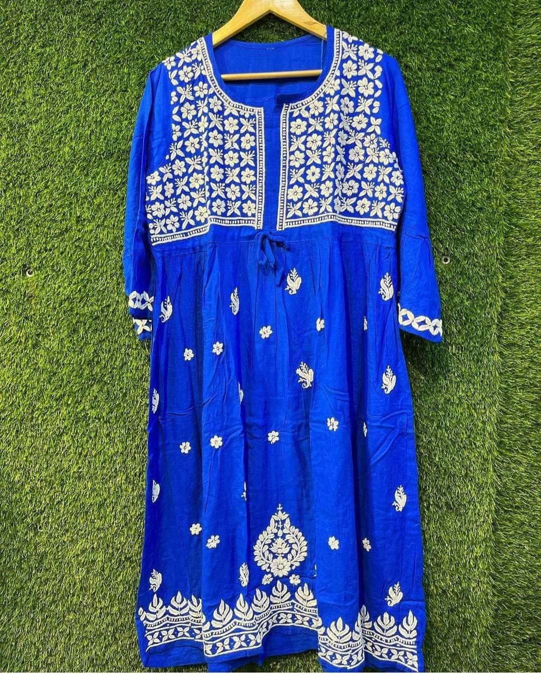 Modal Long Dress Avadh Chikan