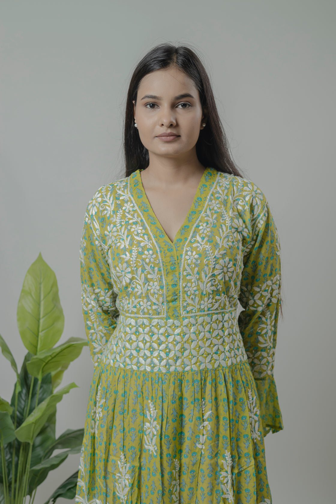 Mul Mul cotton short kurti Avadh Chikan