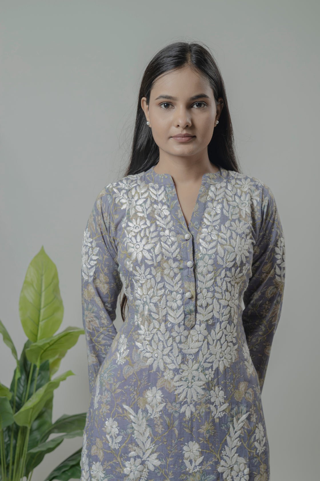 Mul Mul Printed Long Kurti Avadh Chikan