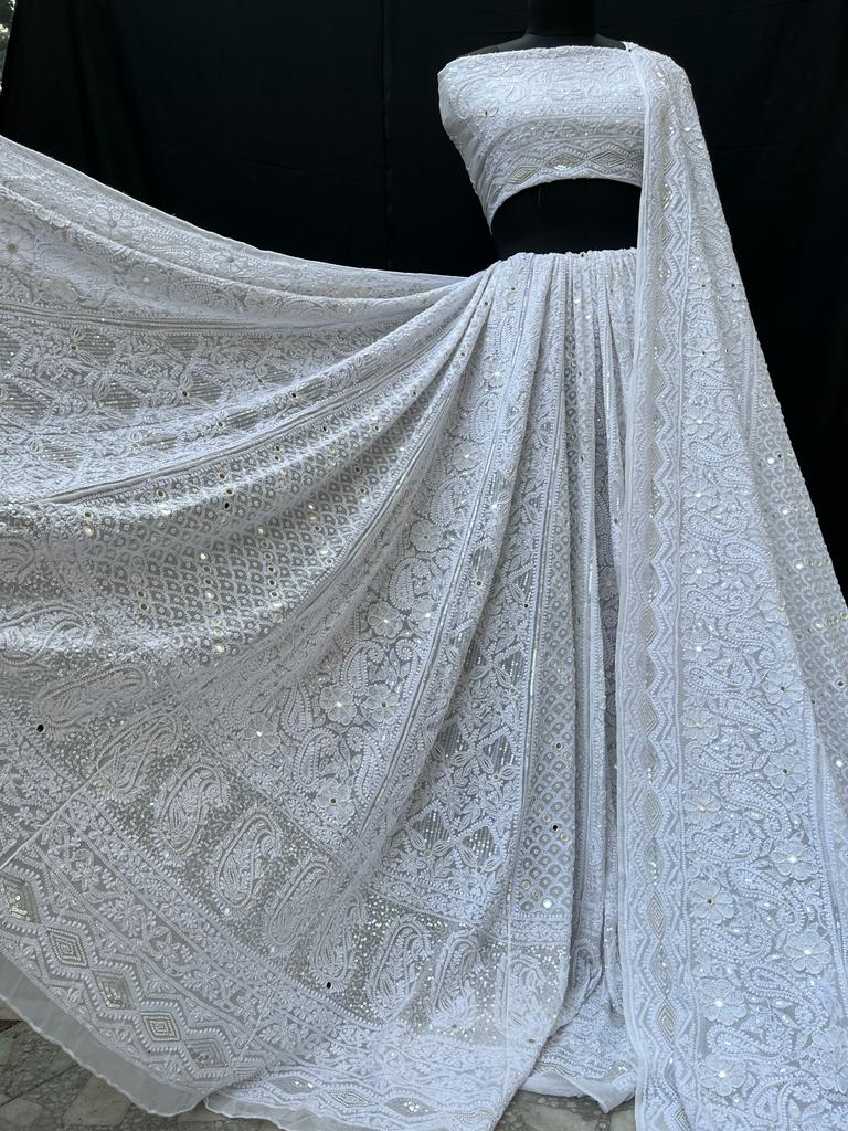 Pure Georgette Lehenga Avadh Chikan