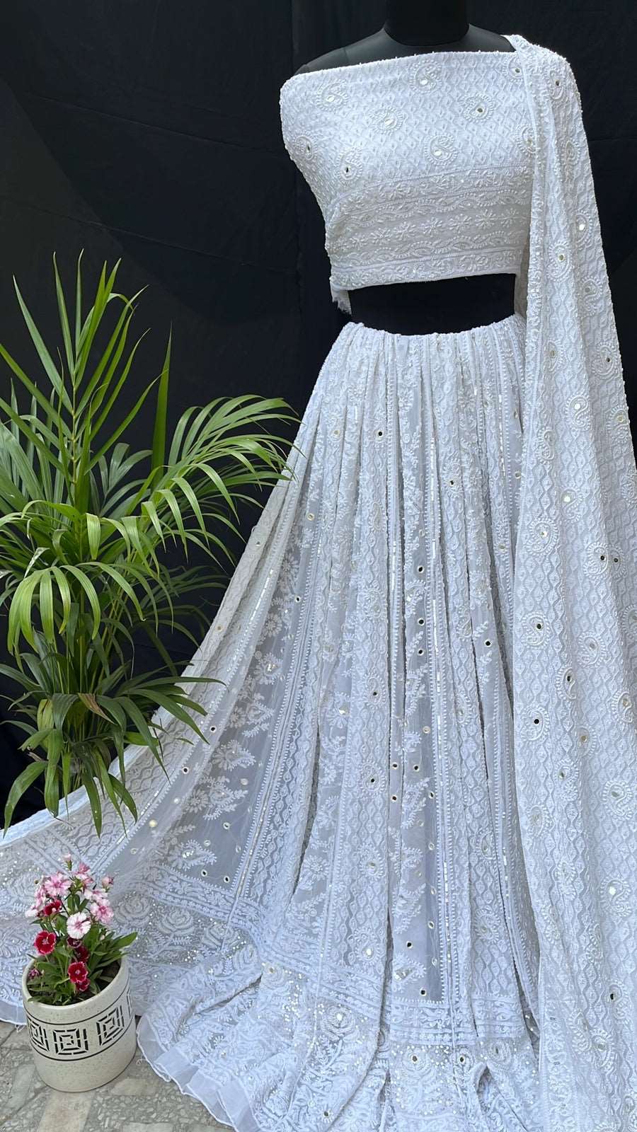 Pure Georgette Lehenga Avadh Chikan