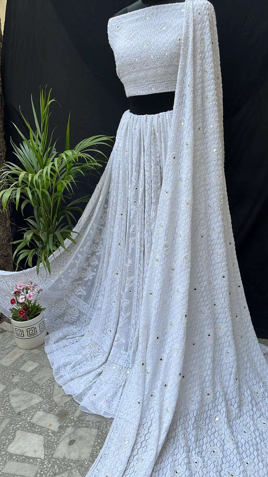 Pure Georgette Lehenga Avadh Chikan