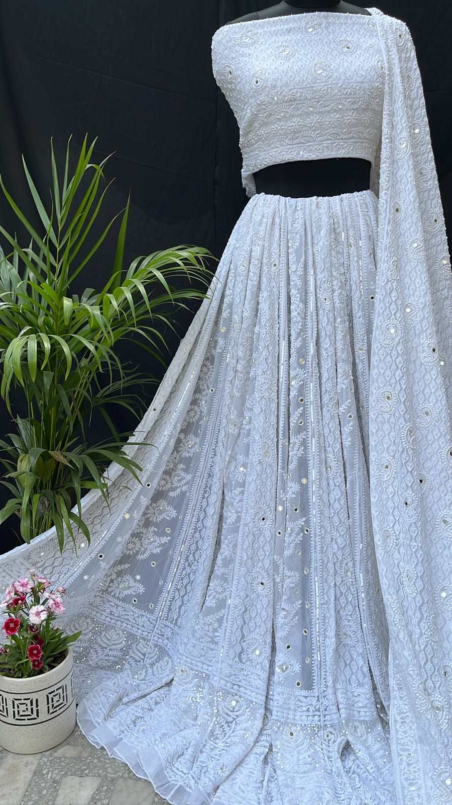 Pure Georgette Lehenga Avadh Chikan