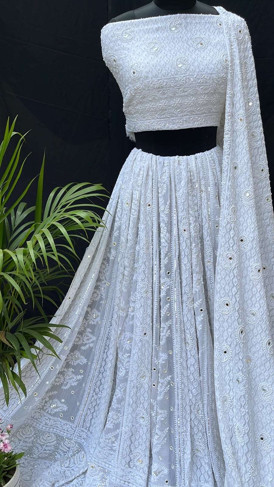 Pure Georgette Lehenga Avadh Chikan