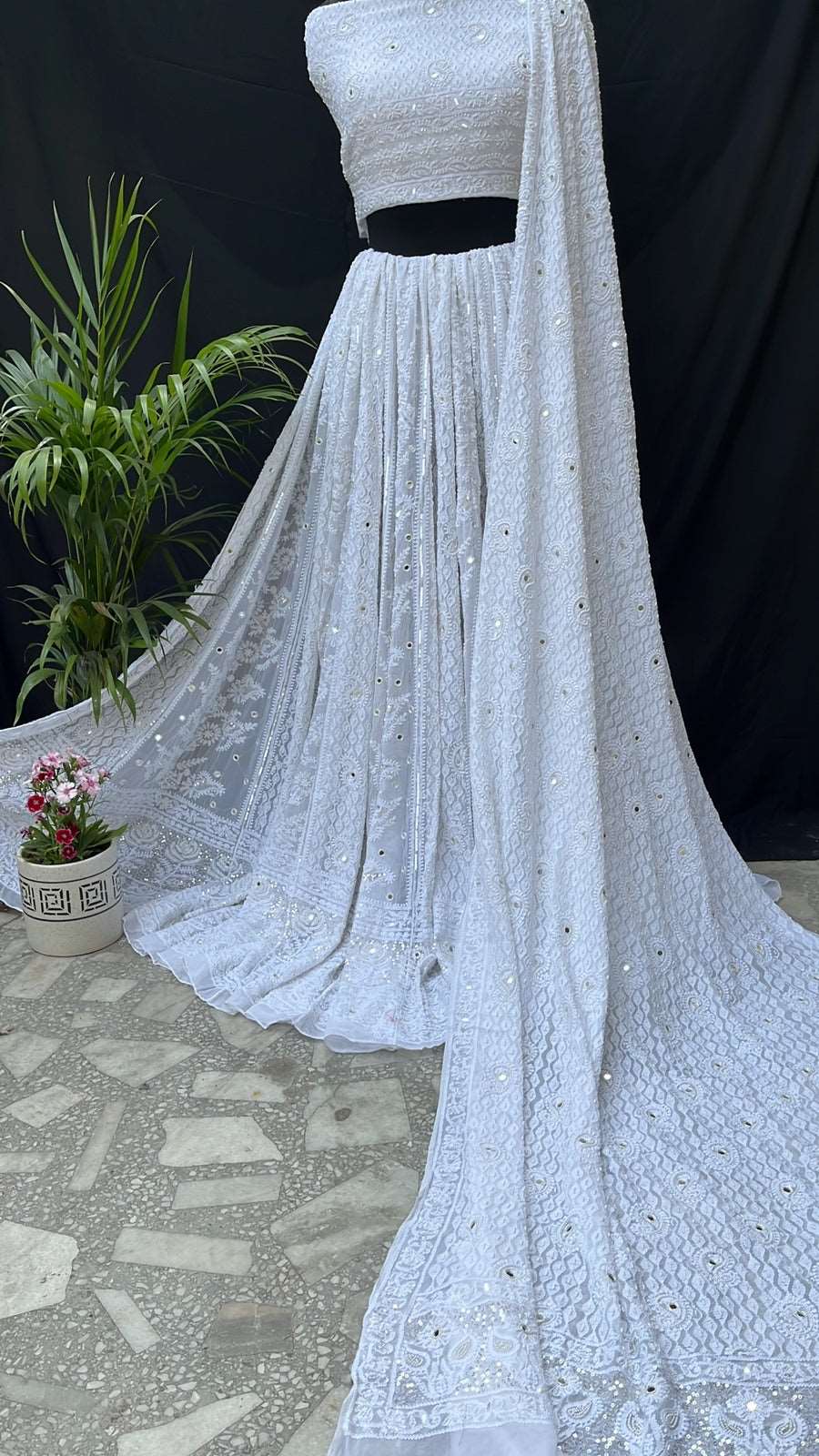 Pure Georgette Lehenga Avadh Chikan