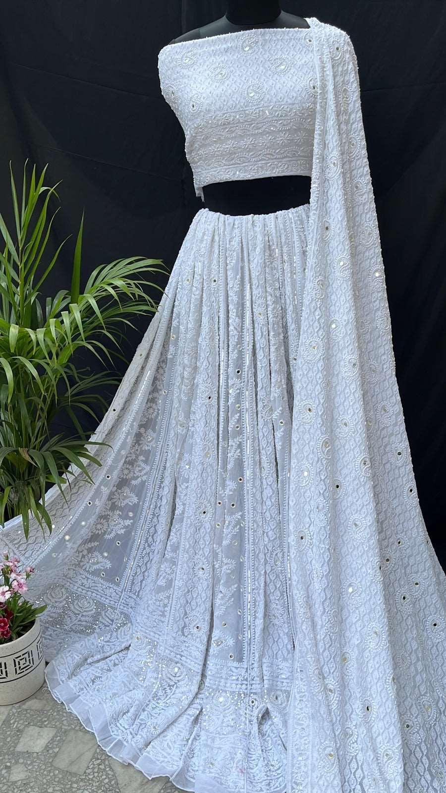 Pure Georgette Lehenga Avadh Chikan