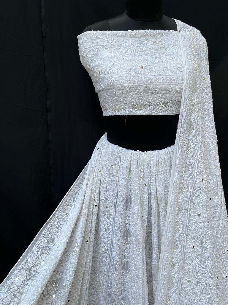 Pure Georgette Lehenga Avadh Chikan