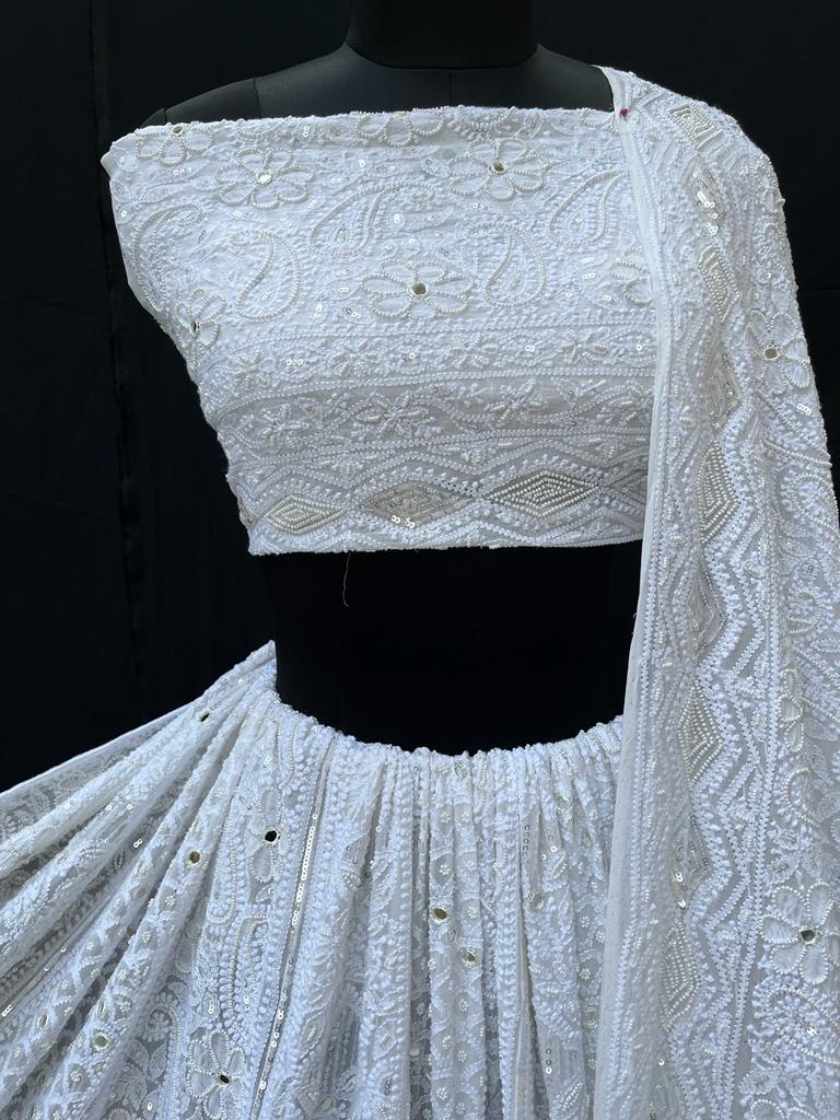 Pure Georgette Lehenga Avadh Chikan