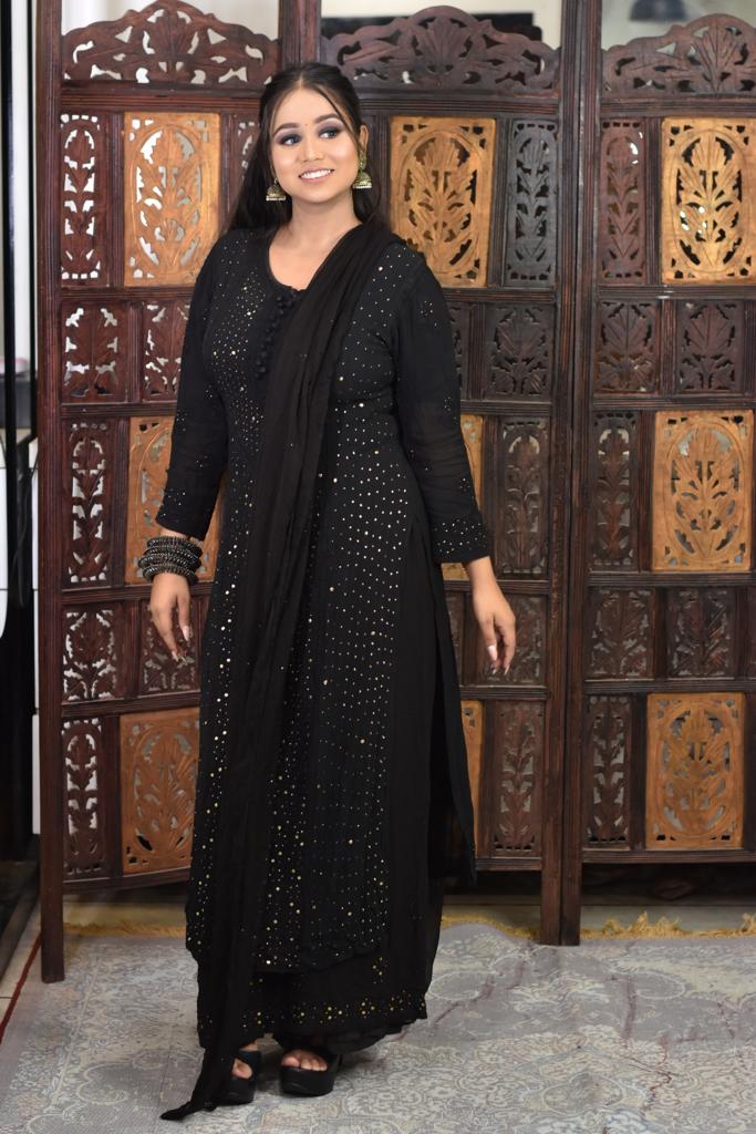 Pure Georgette Palazzo Set Avadh Chikan