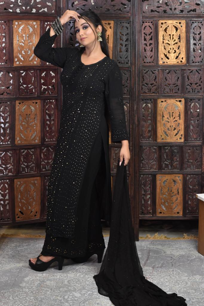 Pure Georgette Palazzo Set Avadh Chikan