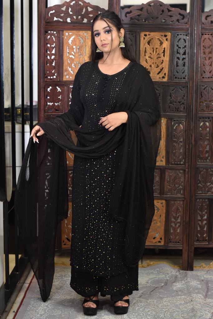 Pure Georgette Palazzo Set Avadh Chikan