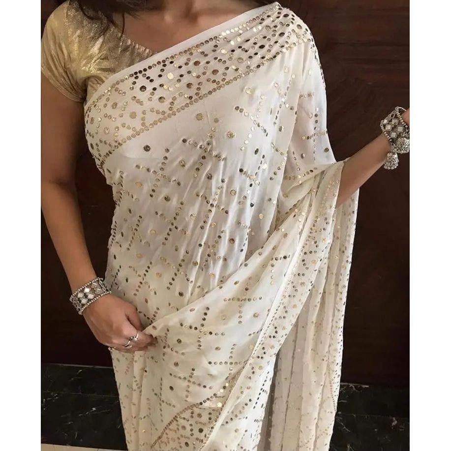 Pure Georgette Saree Avadh Chikan