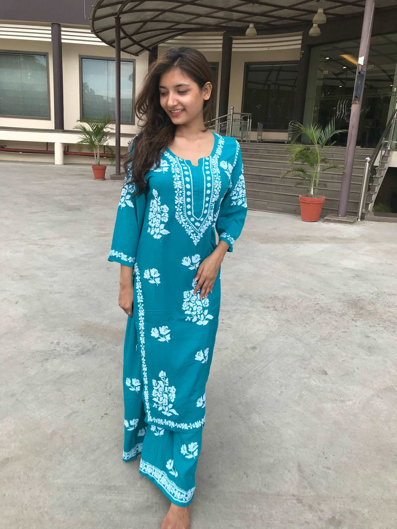 Pure Modal Cotton Long Kurta Sharara Set