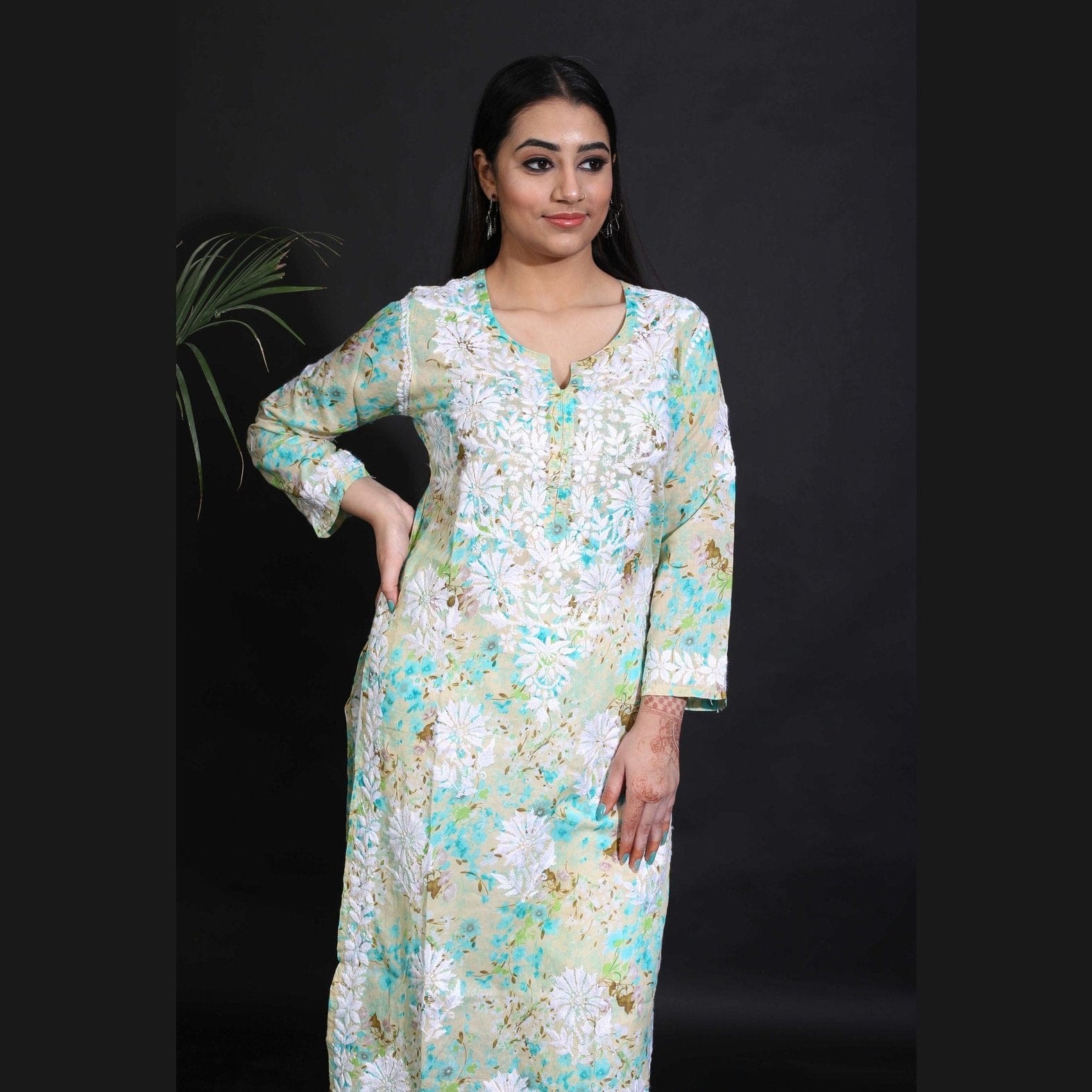 Pure Mul Mul Cotton Printed Kurti Avadh Chikan