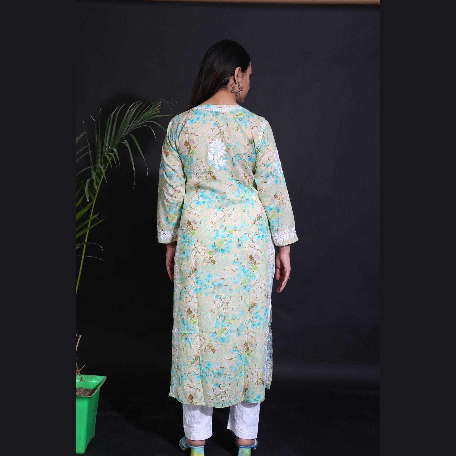 Pure Mul Mul Cotton Printed Kurti Avadh Chikan