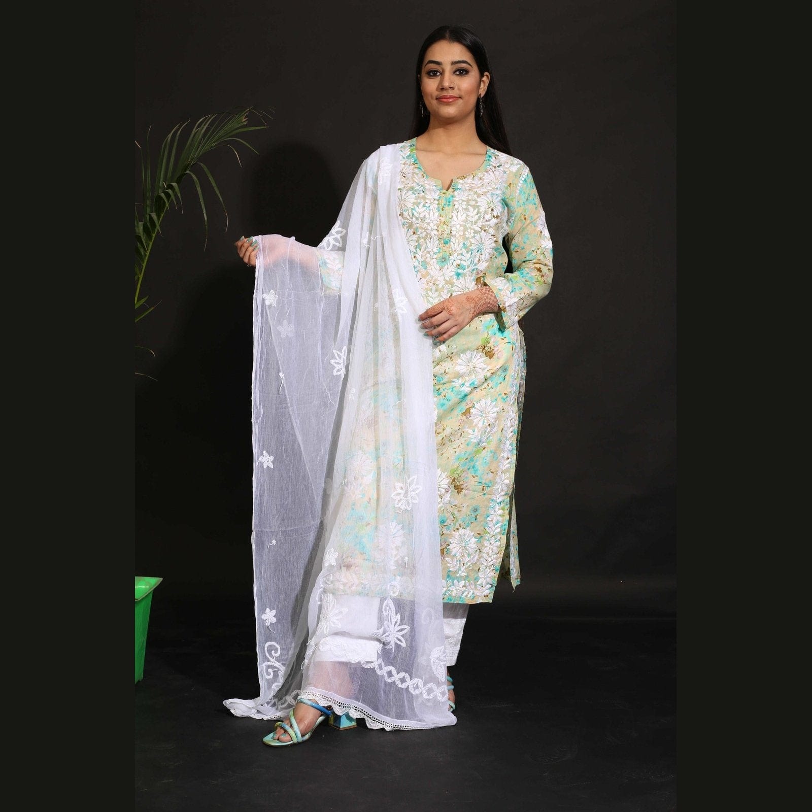 Pure Mul Mul Cotton Printed Kurti Avadh Chikan