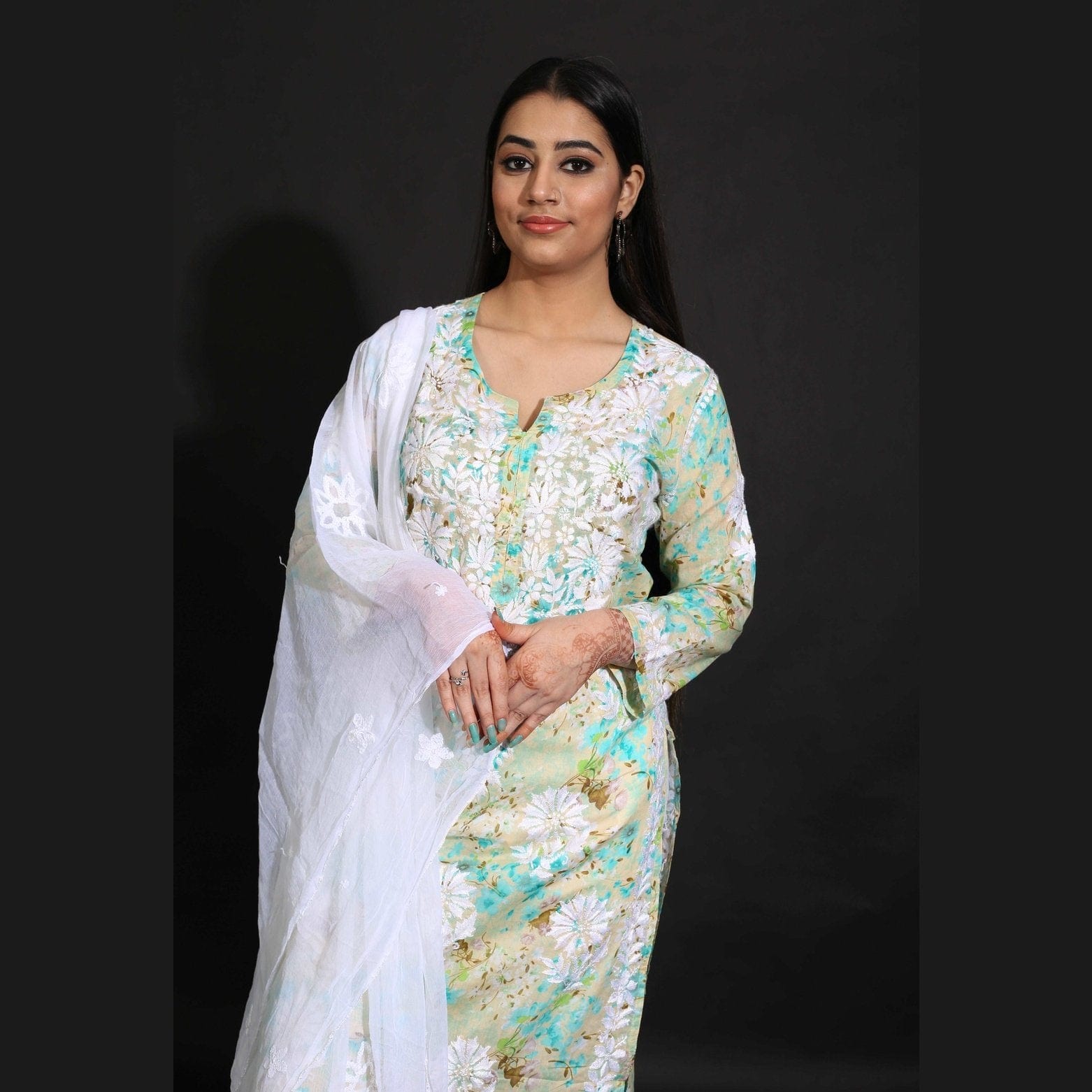 Pure Mul Mul Cotton Printed Kurti Avadh Chikan