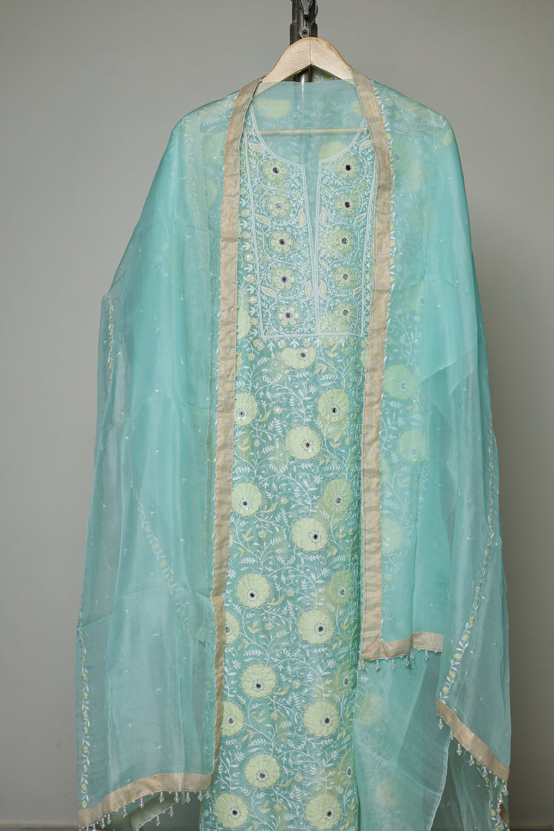Pure Organza Front and Back Full Jaal Suit Set