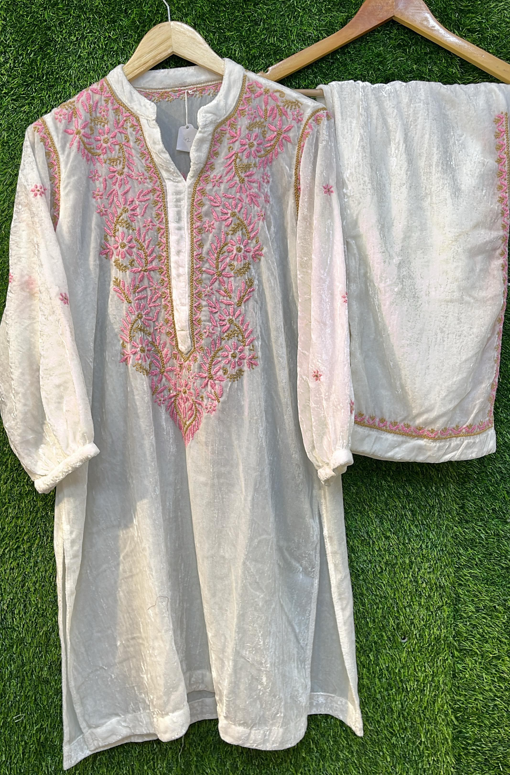 Pure Velvet Chikankari Co-ord Set Avadh Chikan