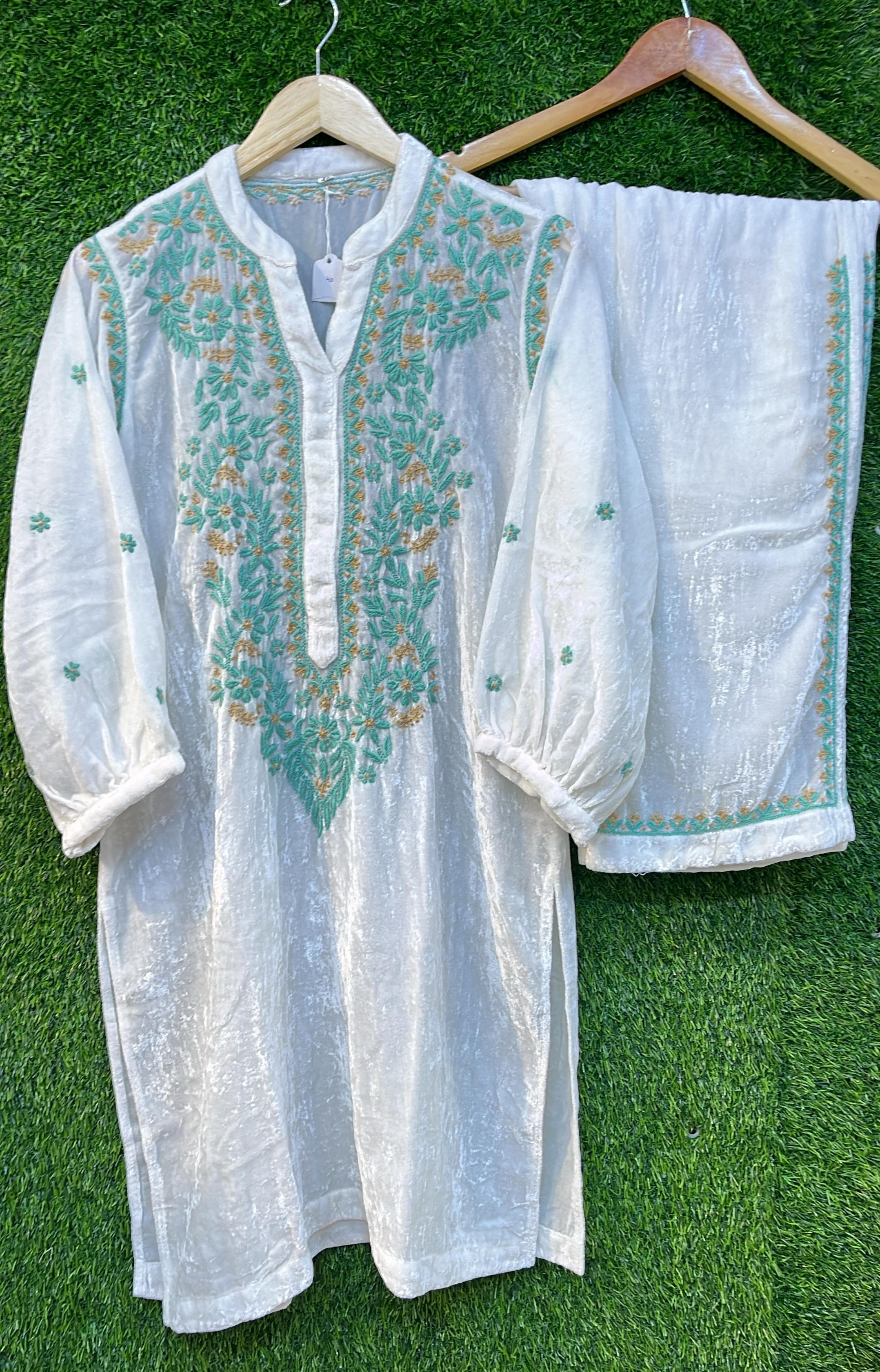 Pure Velvet Chikankari Co-ord Set Avadh Chikan