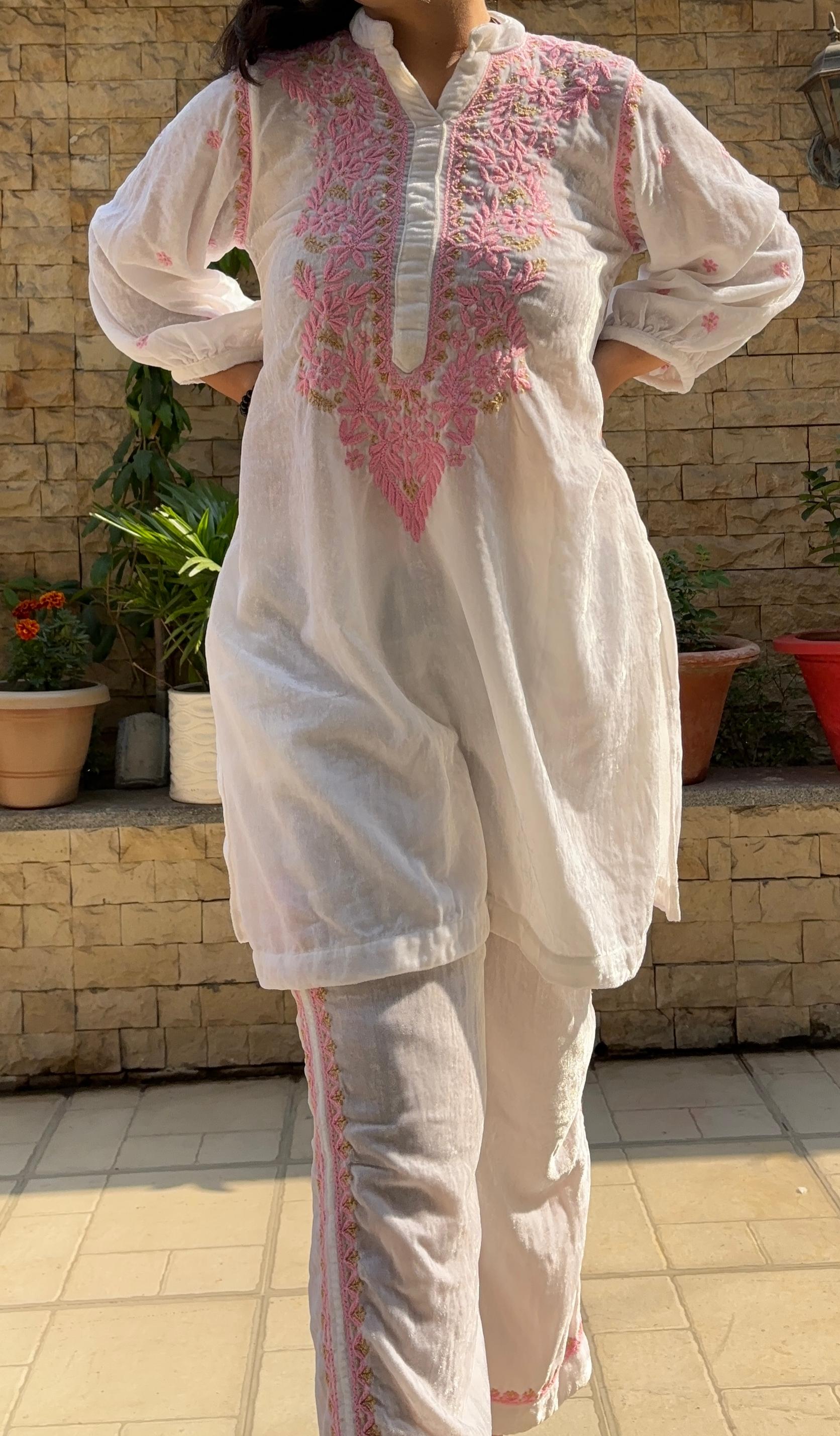 Pure Velvet Chikankari Co-ord Set Avadh Chikan