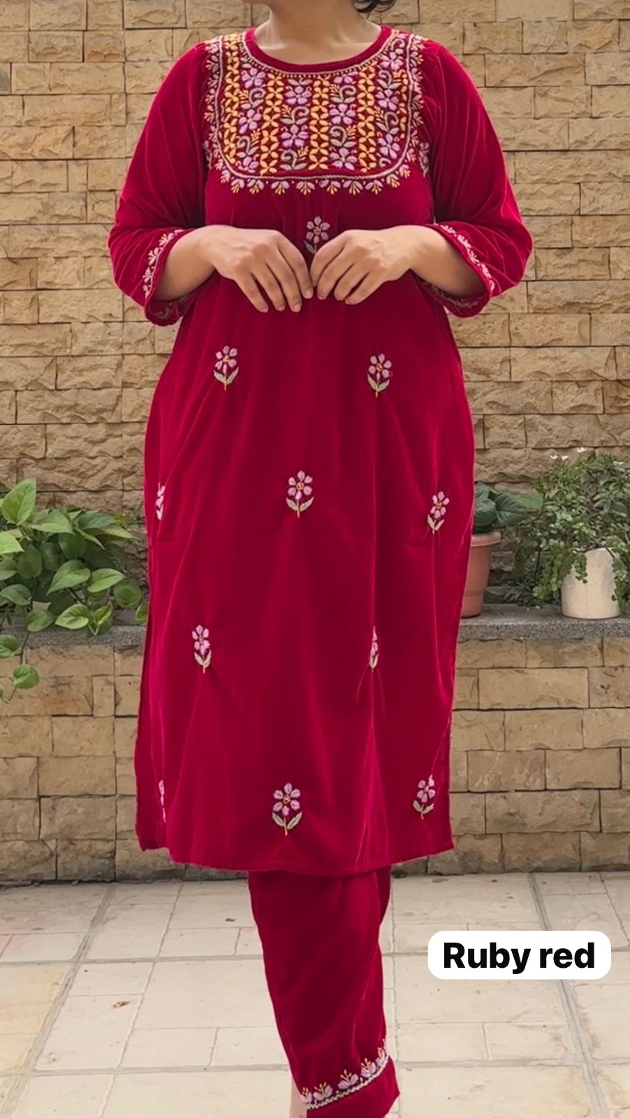 Pure Velvet Chikankari Co-ord Set Avadh Chikan