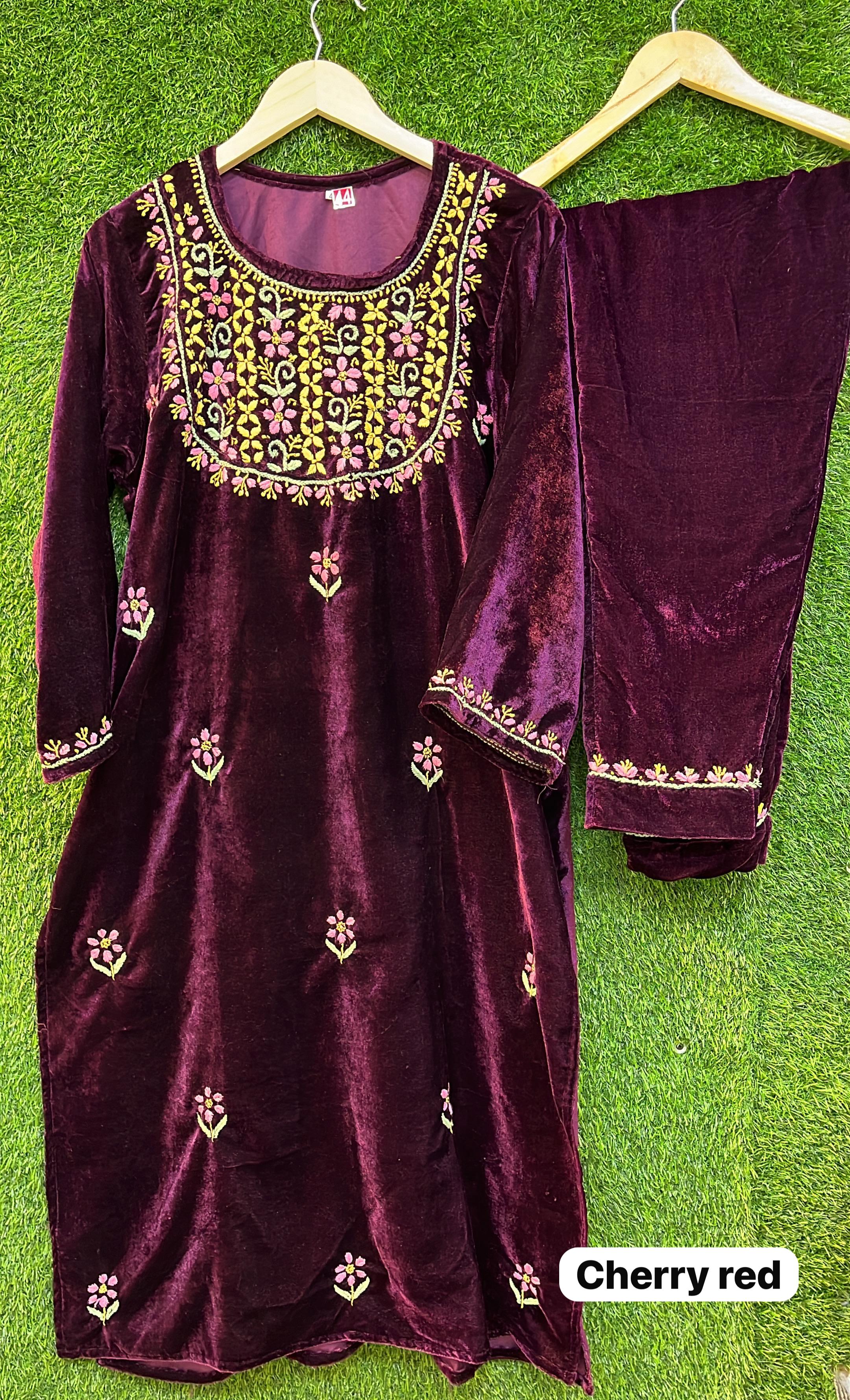 Pure Velvet Chikankari Co-ord Set Avadh Chikan