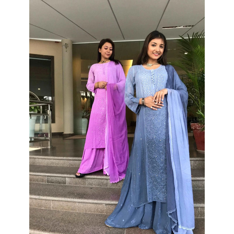 Pure Viscose Georgette kurta and palazzo set