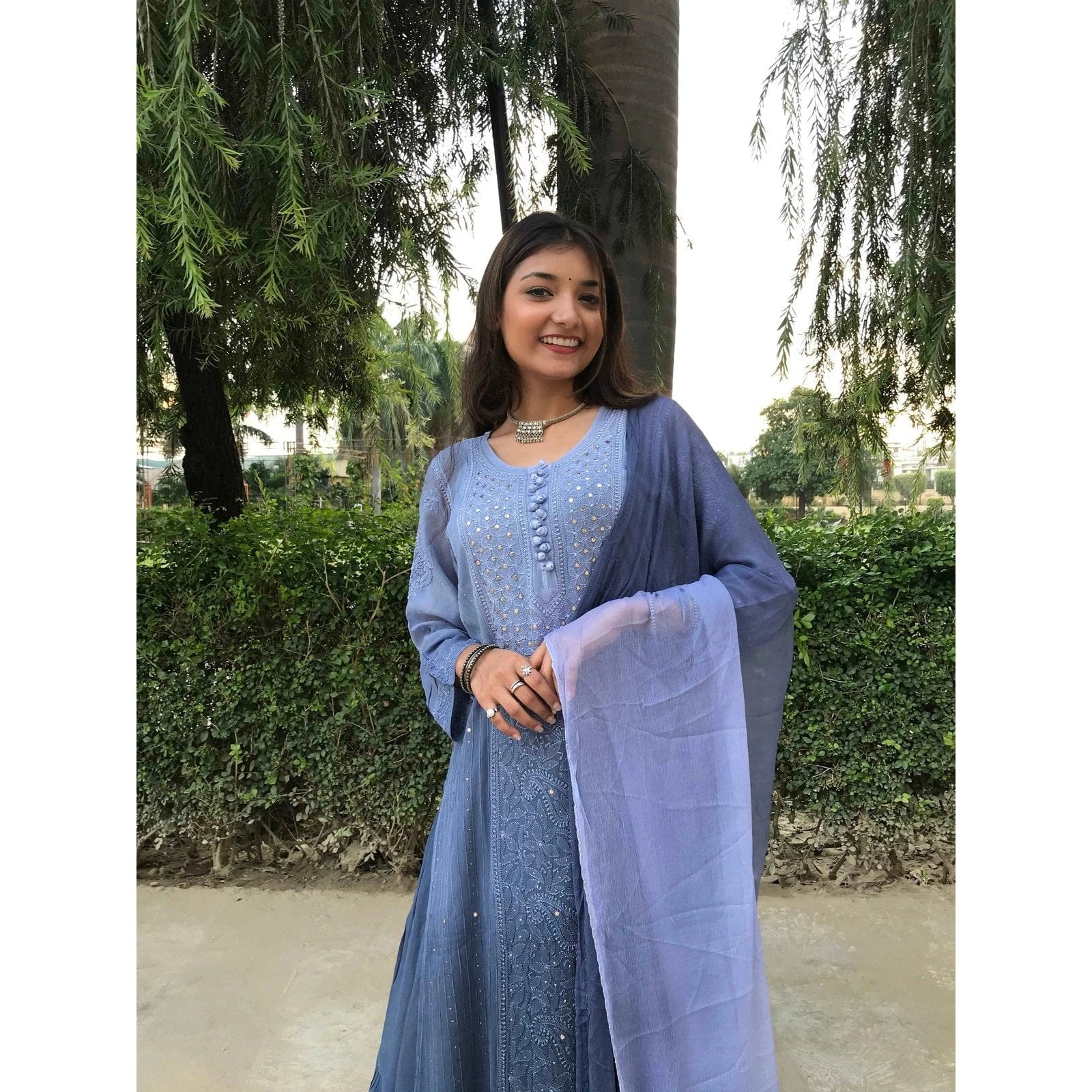 Pure Viscose Georgette kurta and palazzo set Avadh Chikan