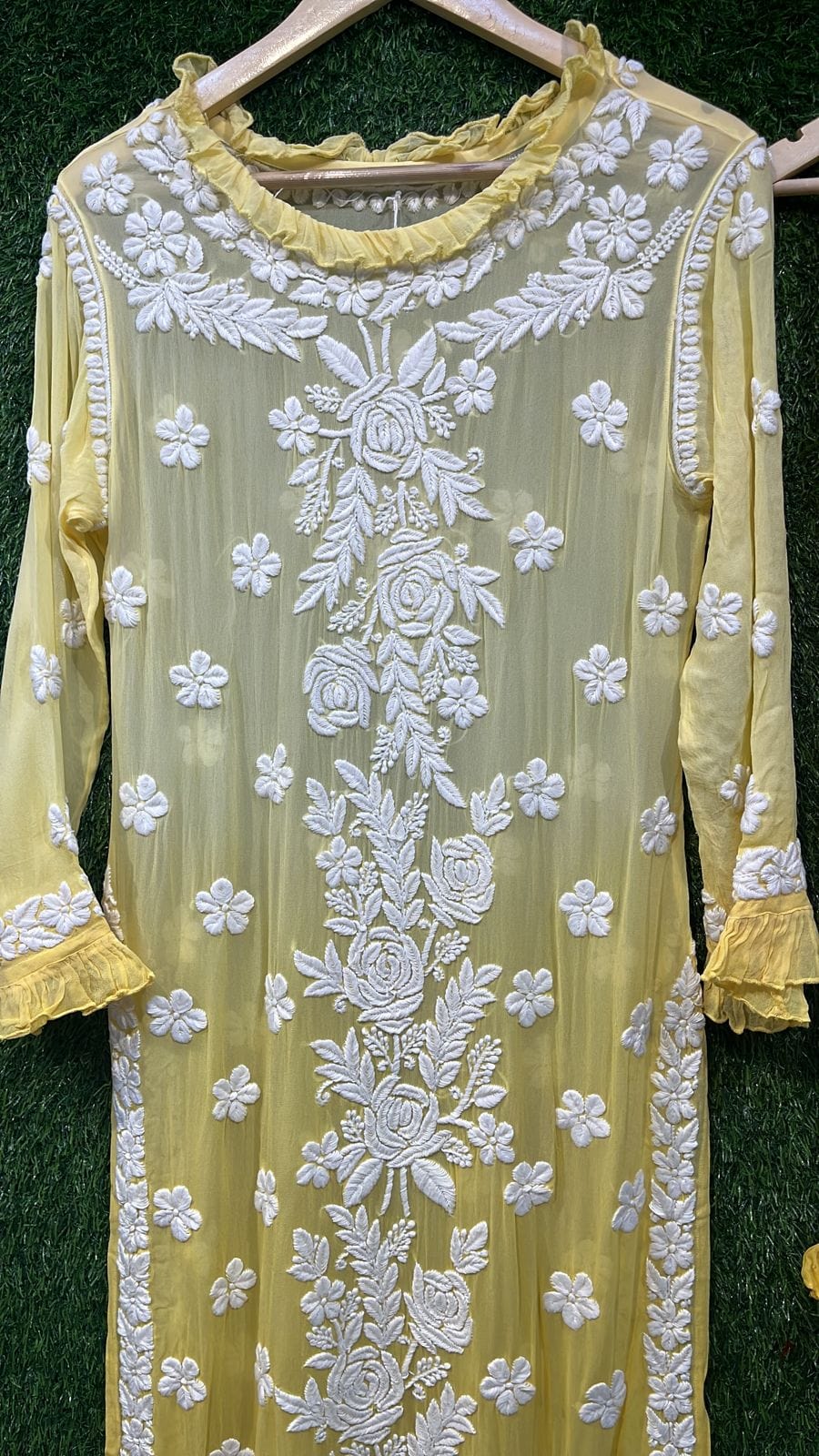 Pure Viscous Georgette Kurta and Palazzo Set with 3D Chikankari work Avadh Chikan