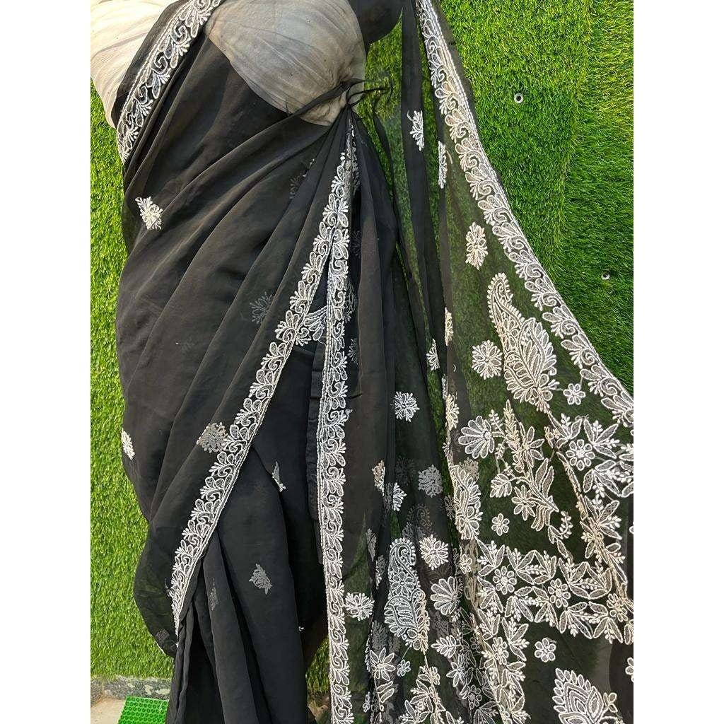 Semi Georgette Saree Avadh Chikan