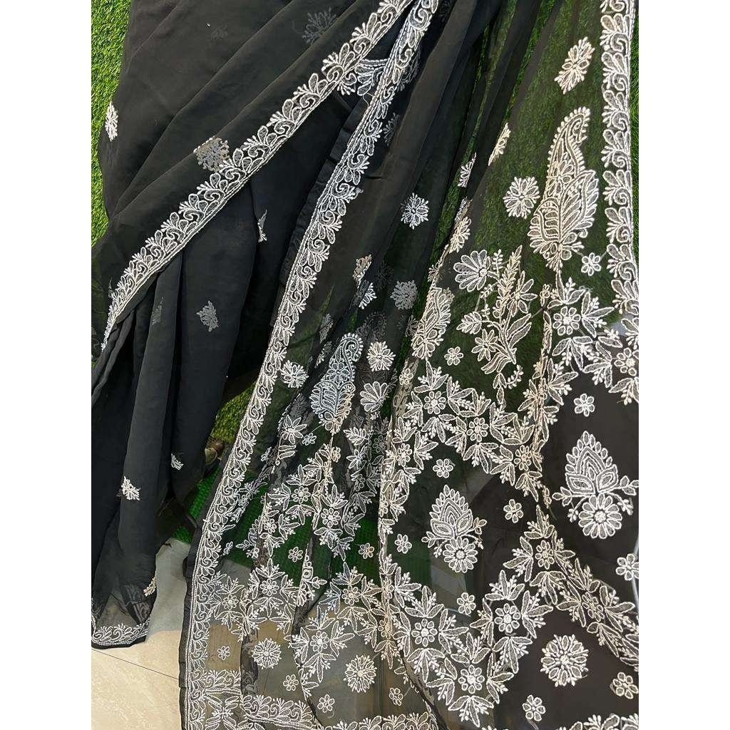 Semi Georgette Saree Avadh Chikan