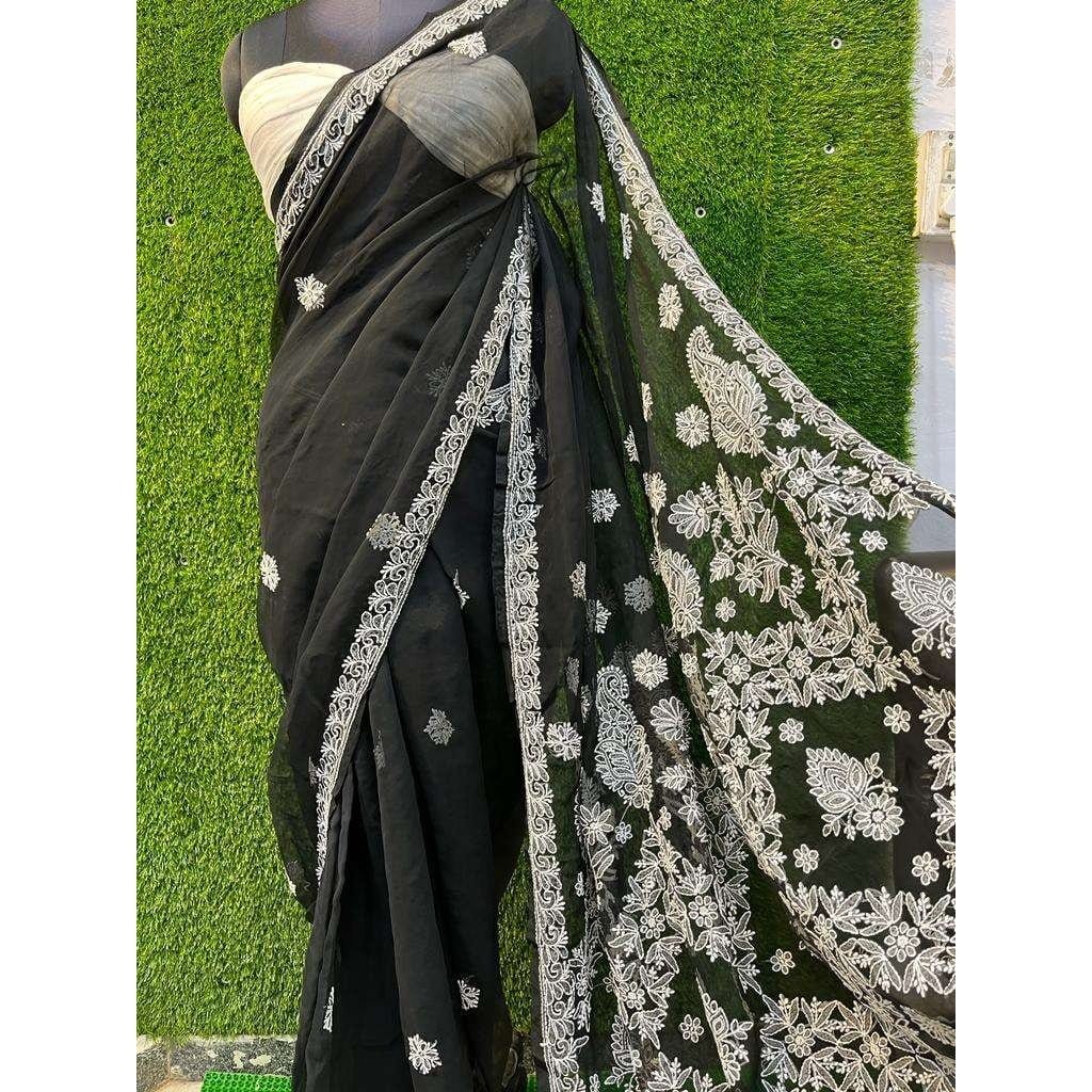 Semi Georgette Saree Avadh Chikan